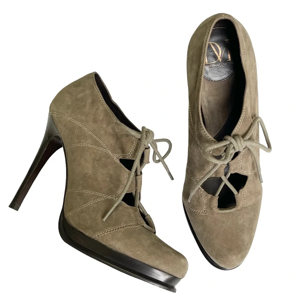 Diane von Furstenberg DVF Guardian Suede Taupe Stiletto